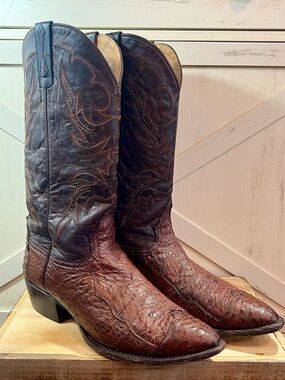 JB Dillon RARE Genuine Ostrich Western Cowboy Boots Mens Size 11D JBJ5050-P